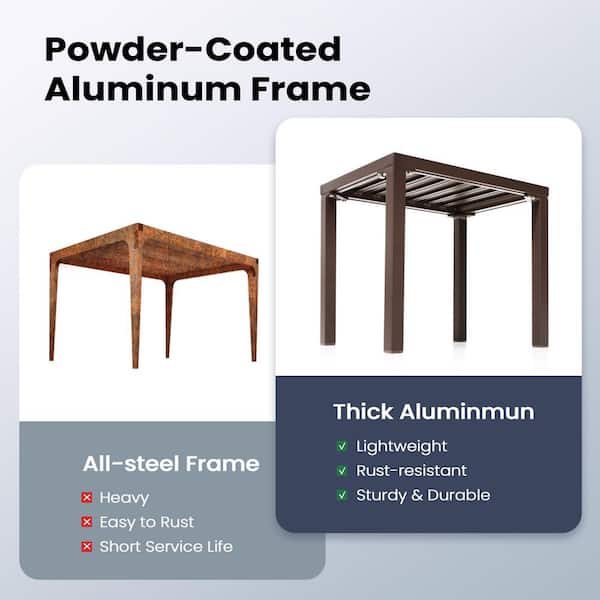 Brown Aluminum Outdoor Patio Rectangular Side Table