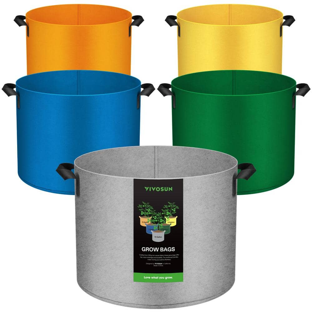 Colorful Nonwoven Fabric Indoor Grow Bags with Handles (5-Pack)