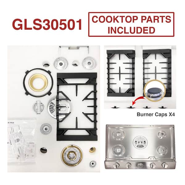 Fotile Package 30 Inch Cooktop and 30 Inch 850 CFM Range Hood in Black,  AP-GLS30501-2