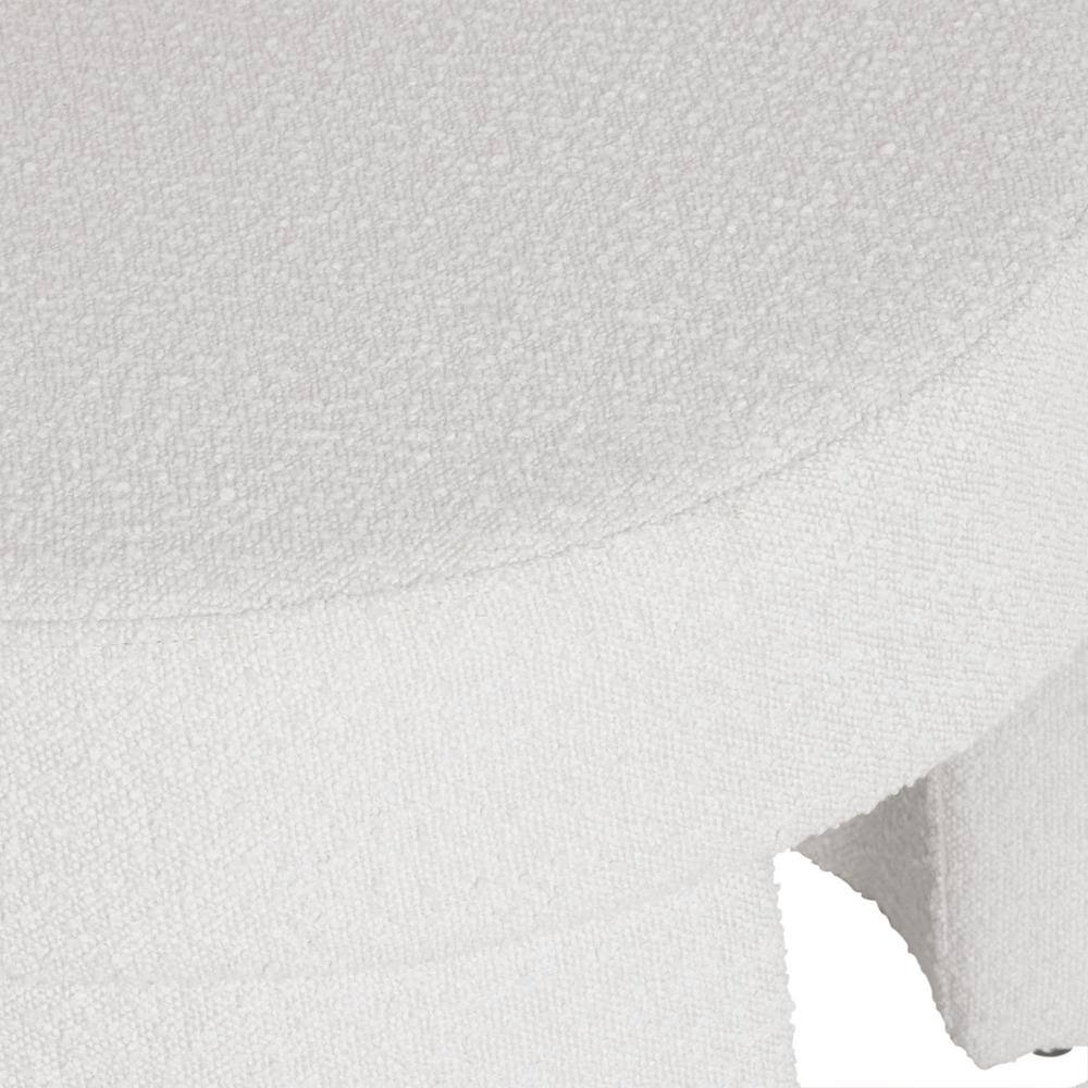 Sophia Cream Boucle Round Ottoman with Soft Plush Fabric