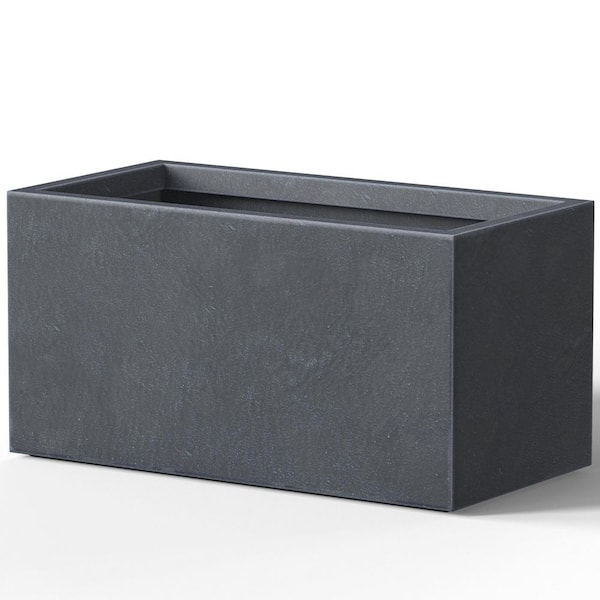 23.5 in. Large Granite Gray(Enhanced Interior) Concrete Rectangular Planter / Pot with Drainage Holes