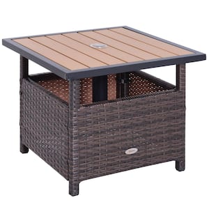 Brown Metal Square Outdoor Side Table 1-Piece