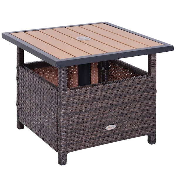 Sudzendf Brown Metal Square Outdoor Side Table 1-Piece