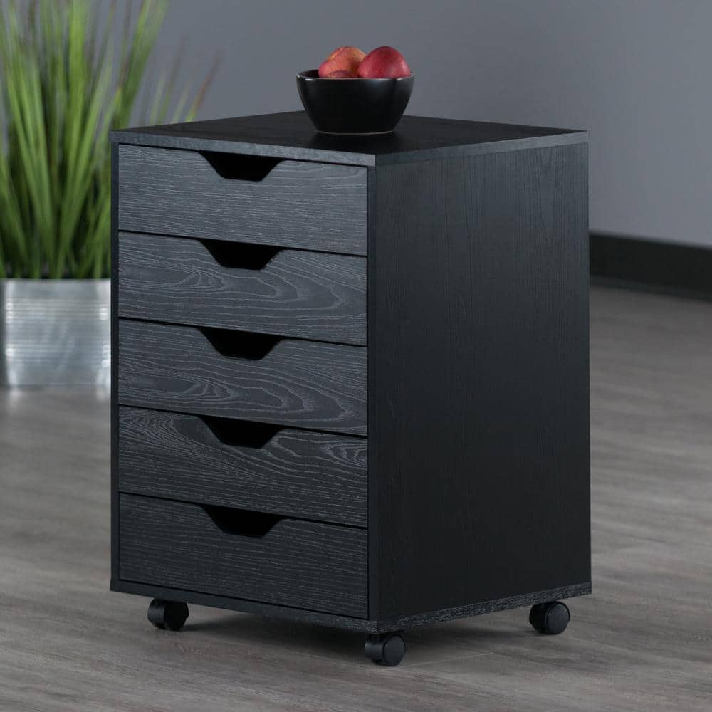 Mobile 5-Drawer Vertical Lockable Cabinet in Sleek White