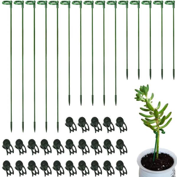 ATENGNES 30-Pieces Set Plant Support Stakes with Plant Clips Garden Floral Flower Support Single Stem Support Stake