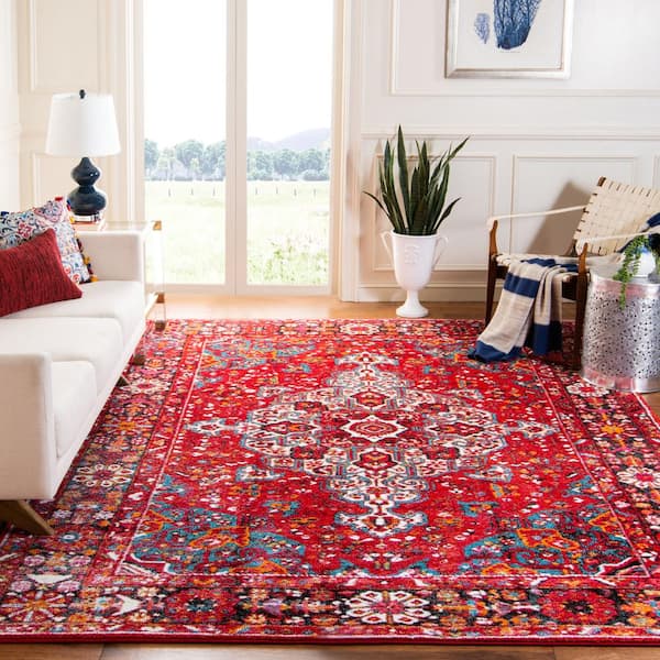 SAFAVIEH Vintage Hamadan Red/Multi 8 ft. x 10 ft. Medallion