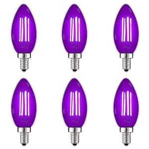 40-Watt Equivalent LED Purple Light Bulbs, 4.5-Watt, Colored Glass Candelabra Bulb, UL Listed, E12 Base (6-Pack)