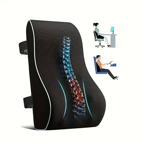Shatex Memory Foam Back Cushion Lumbar Support Standard Pillow For Office  Chair And Car With Mesh Cover PI181555BL - The Home Depot
