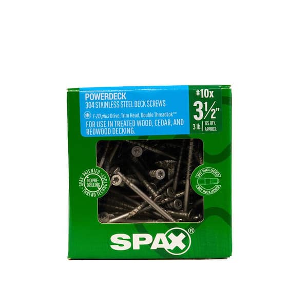 SPAX #10 x3-1/2 in. Exterior Trim Head Stainless Steel Wood Deck Screws Powerdeck TorxT-Star Plus(175 Each)3 lb. Bit Included