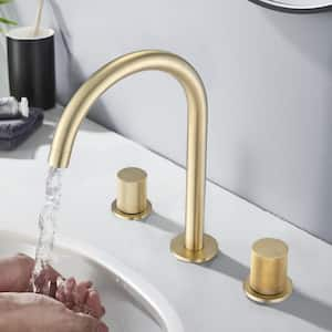 8 in. Widespread Double Handle Bathroom Faucet in Brushed Gold