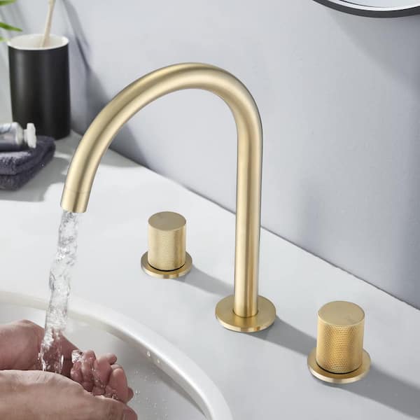 8 in. Widespread Double Handle Bathroom Faucet in Brushed Gold