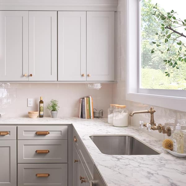 4 ft. L x 25 in. D Engineered Composite Countertop in Volakas Marble with Satin Finish