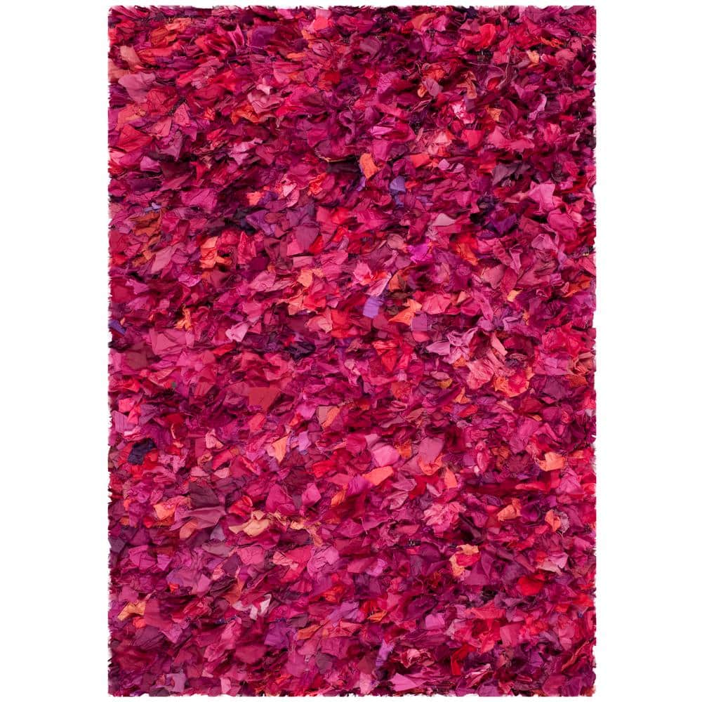 Fuchsia Multi Round Tufted Shag Area Rug, 3' x 5'