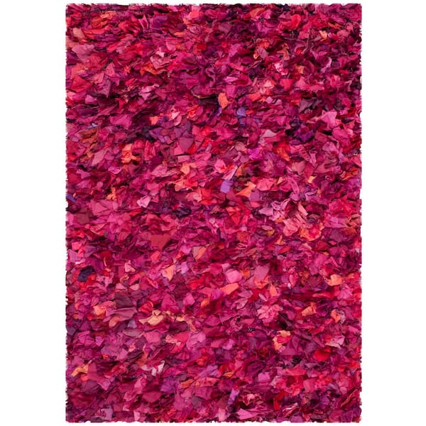 SAFAVIEH Rio Shag Fuchsia/Multi Doormat 3 ft. x 5 ft. Solid Area Rug