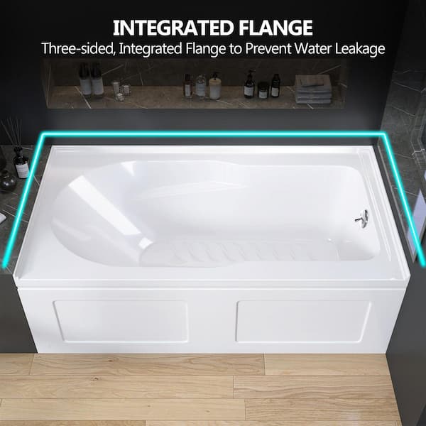 Zeafive Sot 60 in. x 32 in. Alcove/Apron Front Soaking Bathtub