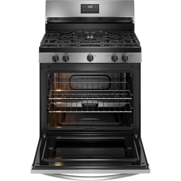 30 in. 5 Burner Freestanding Gas Range in Stainless Steel with Quick Boil and Even Baking Technology