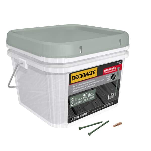 DECKMATE #9 x 3 in. Green Exterior Self-Starting Star Flat-Head Wood Deck Screws 25 lbs box (1543 pcs)