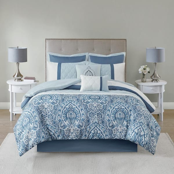 510 Design Josefina 8-Piece Blue Polyester Queen Comforter Set