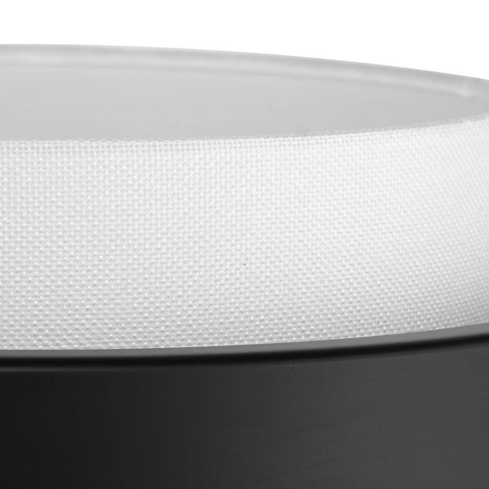 Silva Matte Black and White Linen Drum Pendant Light