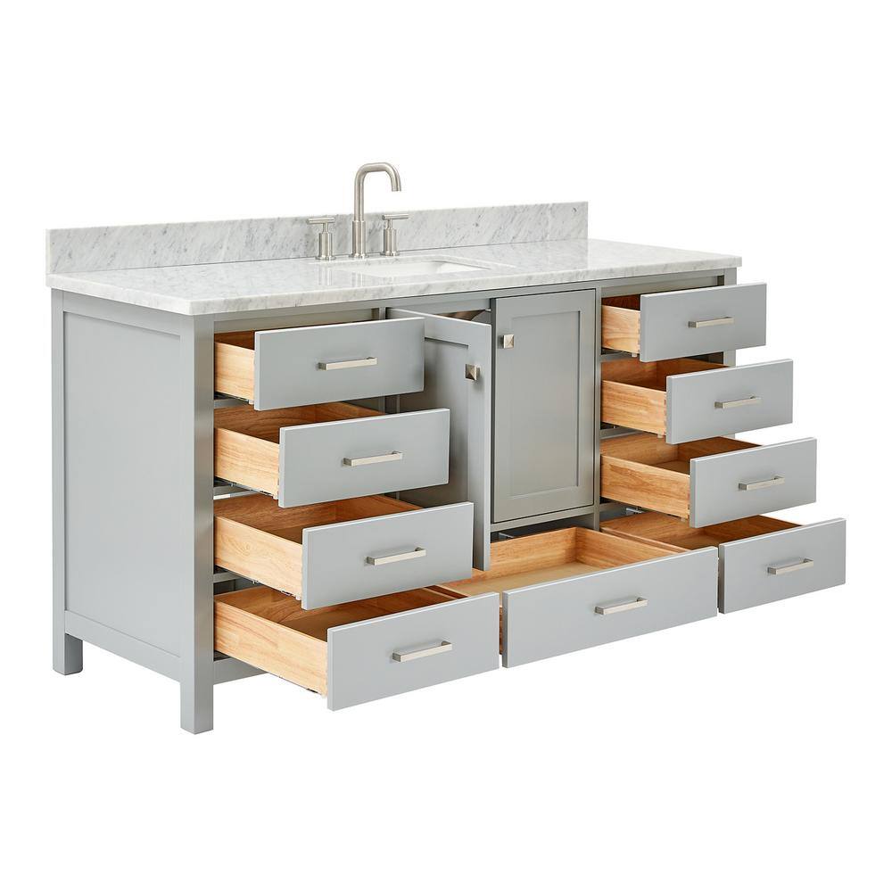 Cambridge 67" Gray Wood Vanity with Carrara Marble Top