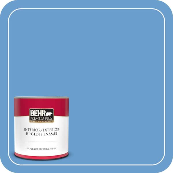 BEHR PREMIUM PLUS 1 qt. #570B-5 Gulf Stream Hi-Gloss Enamel Interior/Exterior Paint & Primer