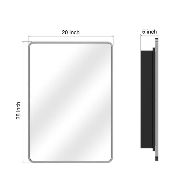 Aosspy 20 in. W x 28 in. H Medium Rectangular Black Aluminum Alloy Framed Recessed/Surface Mount Medicine Cabinet with Mirror