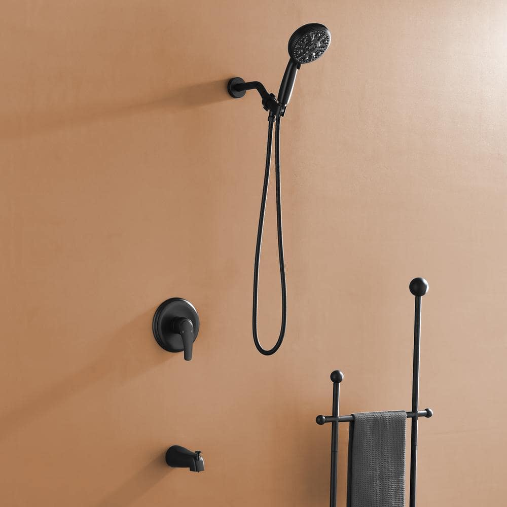 Matte Black Brass Wall Mounted Rain Handheld Shower System