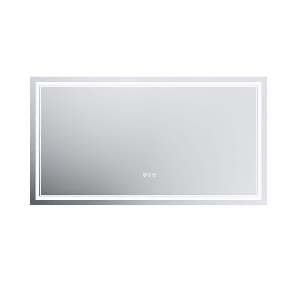 55 in. W x 30 in. H Large Rectangular Frameless LED Light Anti-Fog Wall Mount Bathroom Vanity Mirror in White price history on PriceWatchPro