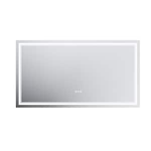 55 in. W x 30 in. H Large Rectangular Frameless LED Light Anti-Fog Wall Mount Bathroom Vanity Mirror in White