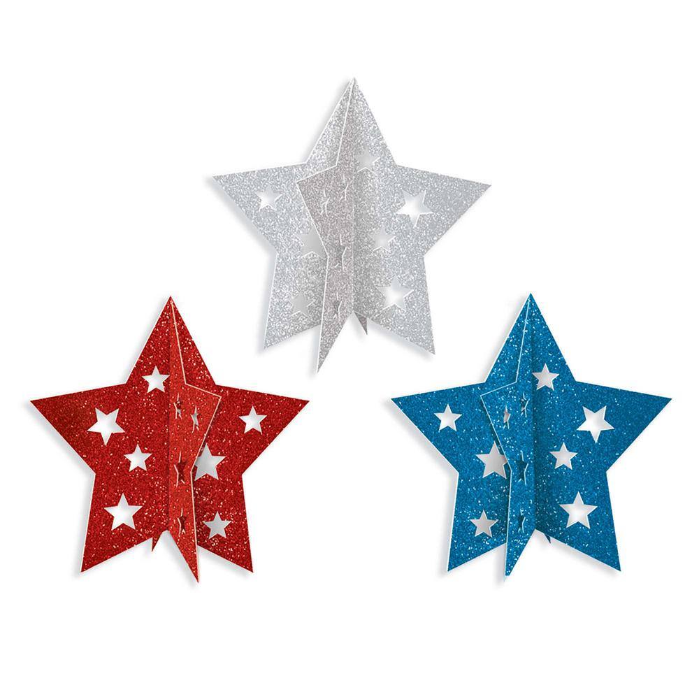 UPC 013051256616 product image for Amscan 5 in. 3D Patriotic Star Centerpieces (3-Count, 6-Pack) | upcitemdb.com