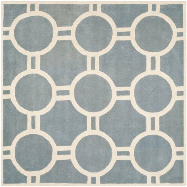 SAFAVIEH Chatham Blue/Ivory 7 ft. x 7 ft. Square Area Rug CHT739B-7SQ ...