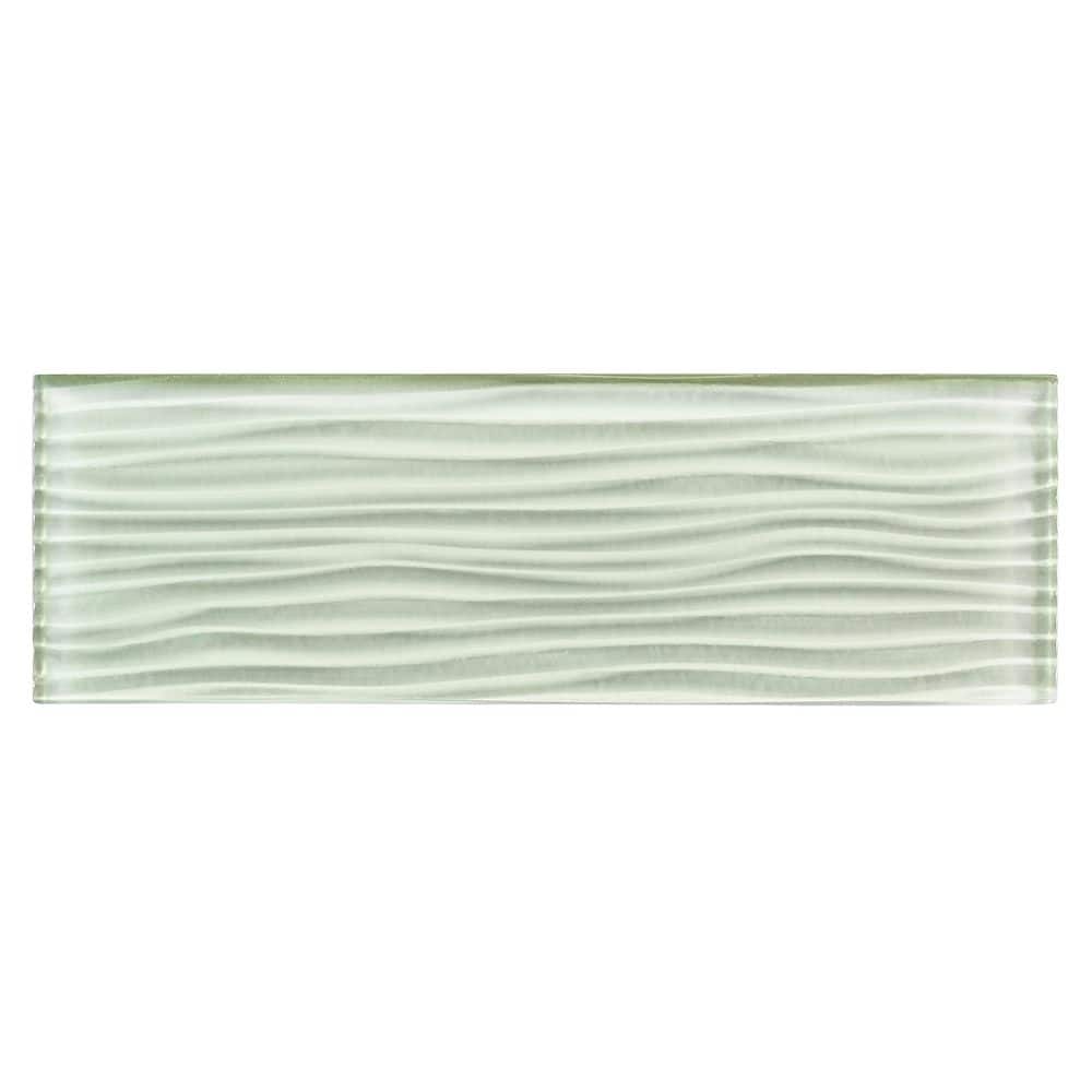 Enchant-Parade Florette Light Green 12 in. x 4 in. Subway Textured Polished