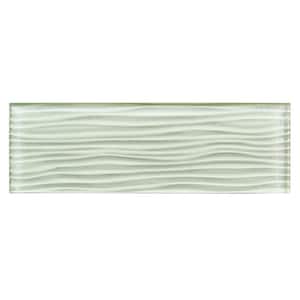 Enchant Parade Florette Light Green Glossy 4 in. x 12 in. Glass Textured Subway Wall Tile (3.26 sq. ft./Case)