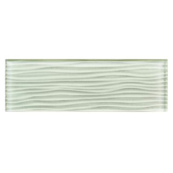 ANDOVA Enchant Parade Florette Light Green Glossy 4 in. x 12 in. Glass Textured Subway Wall Tile (3.26 sq. ft./Case)