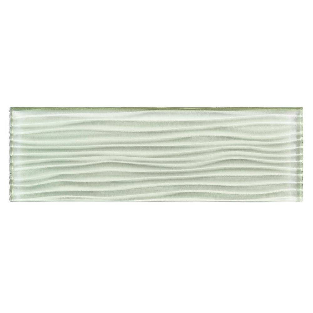 Florette Light Green Glossy Glass Subway Tile 4" x 12"