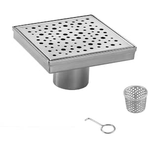 6 in. Square Stainless Steel Shower Drain with Rain Drop Pattern