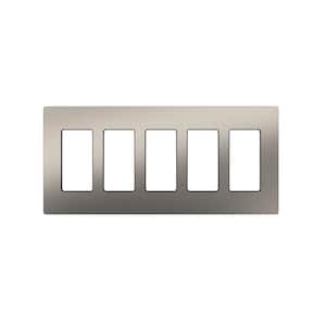Claro 5 Gang Wall Plate for Decorator/Rocker Switches, Stainless Steel (CW-5-SS) (1-Pack)