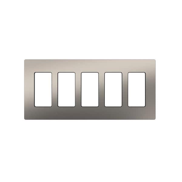 Lutron Claro 5 Gang Wall Plate for Decorator/Rocker Switches, Stainless Steel (CW-5-SS) (1-Pack)