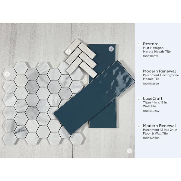 Daltile      Restore Mist Honed 12 in. x 12 in. x 8mm Marble Mosaic Floor and Wall Tile (0.97 sq. ft./ piece)