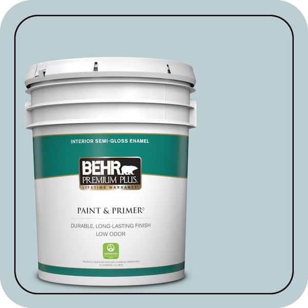 BEHR PREMIUM PLUS 5 gal. #540E-2 Cloudy Day Semi-Gloss Enamel Low Odor Interior Paint & Primer