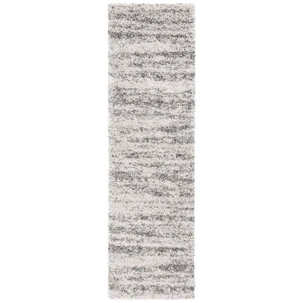 Hudson Shag 2 x 14 Ivory/Gray Striated Runner Rug