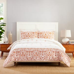 Paloma 3-Piece Orange Cotton Full/Queen Comforter Set