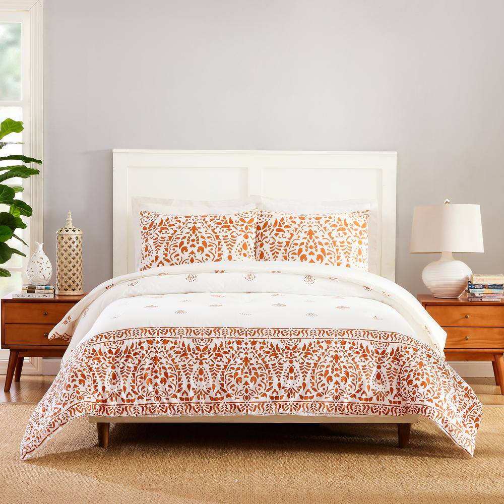 Laurel & Mayfair Paloma 3-Piece Orange Cotton King Comforter Set ...