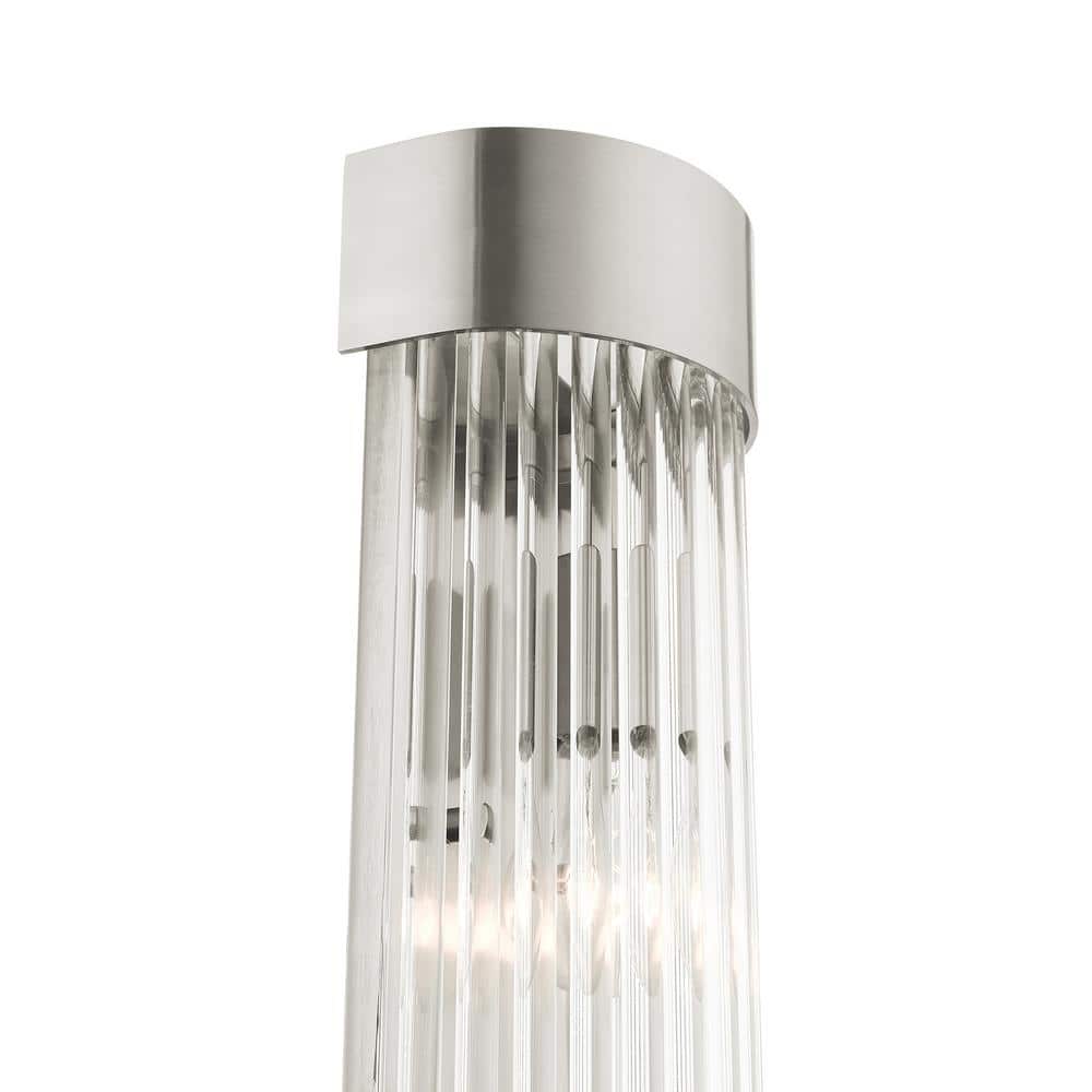 Elegant Norwich Brushed Nickel Sconce with Crystal Rod Shade