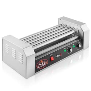 12-Hot Dog Stainless Steel Electric Hot Dog 5-Roller Indoor Grill Cooker Machine 700-Watt