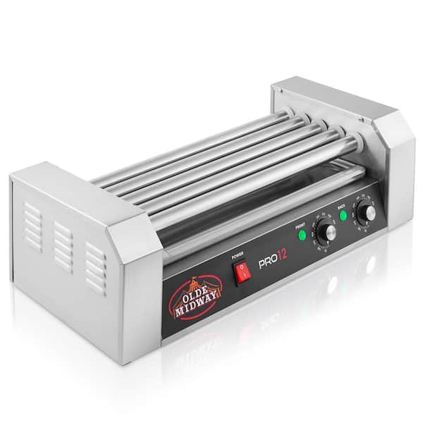 Olde Midway 12-Hot Dog Stainless Steel Electric Hot Dog 5-Roller Indoor Grill Cooker Machine 700-Watt