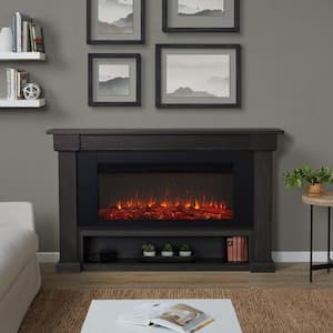 Bristow Landscape 66 in. Freestanding Wooden Electric Fireplace in Weathered Wood