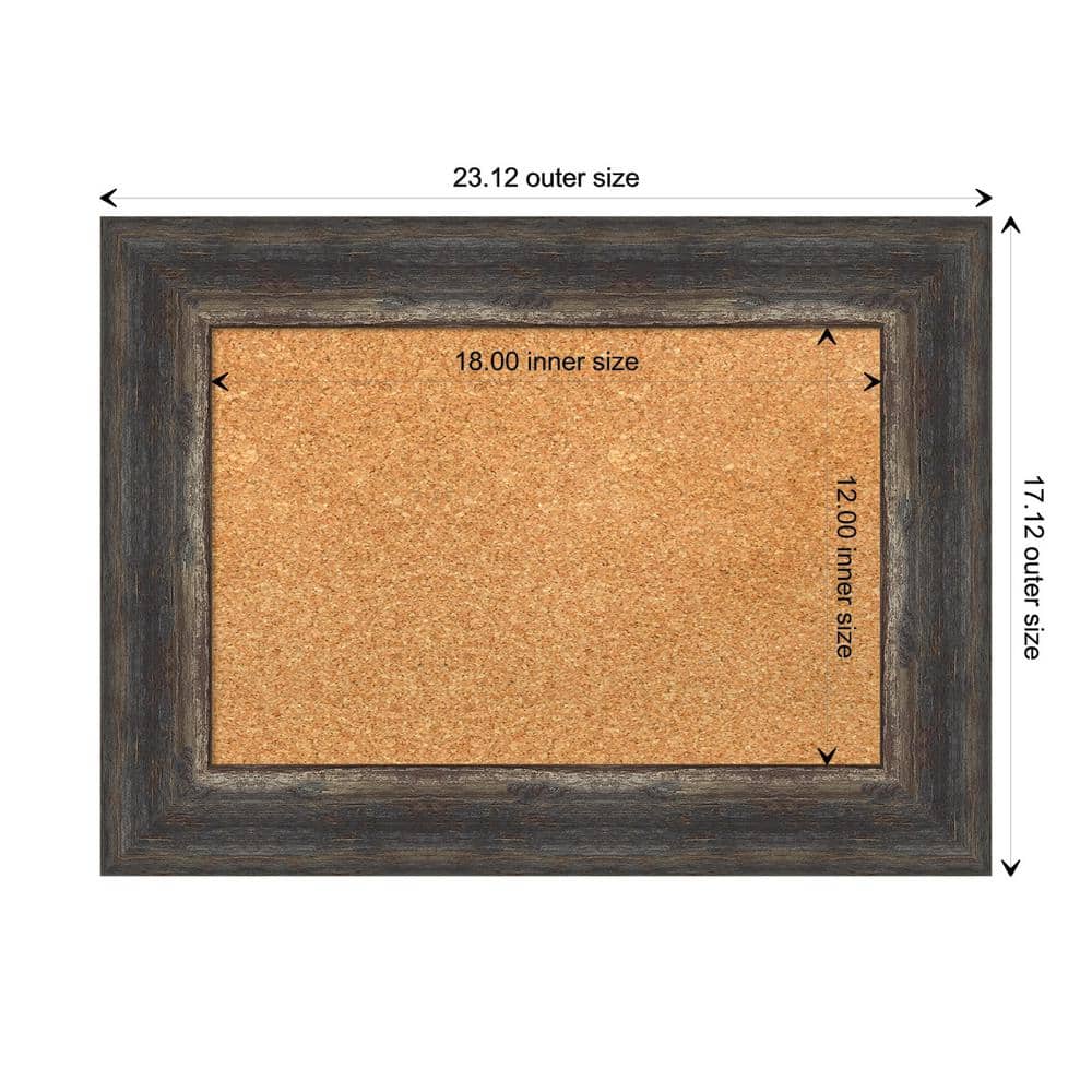Bark Rustic Char Framed Natural Cork Bulletin Board
