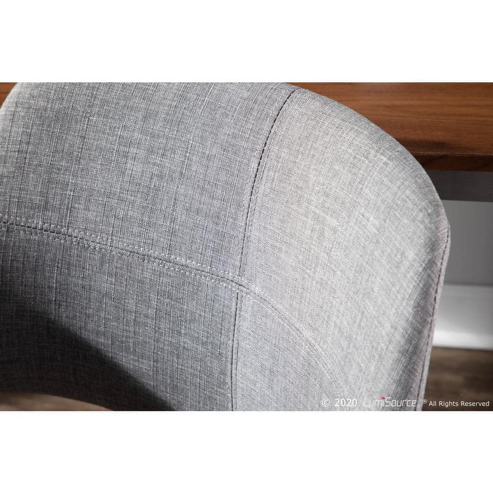 Mid-Century Modern Light Grey Parsons Arm Chair with Walnut Wood Legs