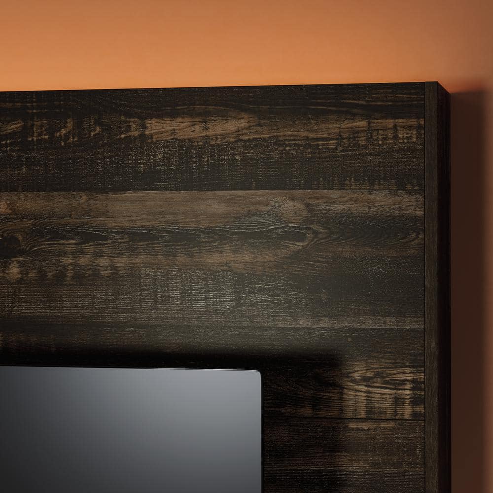 Carbon Oak 84" Entertainment Wall with Cabinet and Mount